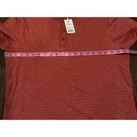 NWT Marine Layer SS Slub Henley Striped Tee Shirt Baked Apple Red Mens Sz M - Picture 6 of 8